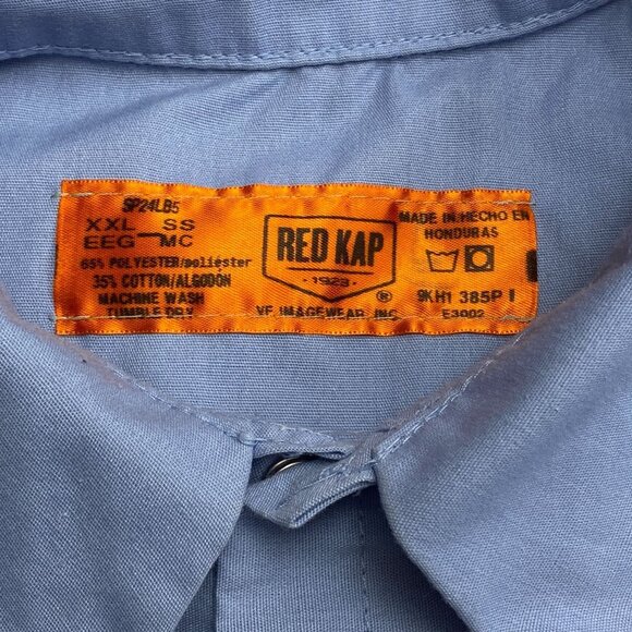 Red Kap Mens SS Shirt Blue XXL Cotton/Polyester Button-Down Collar Dual Pockets - Picture 7 of 9